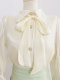 2025 Spring New Style Gentle Temperament Bow Shirt Women's Design Female Fashionable Flag Sleeve Mermaid Top