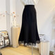 Lace spliced ​​black fishtail skirt for women in spring and summer mid-length A-line high-waisted hip skirt to make them look slim and elegant long skirt