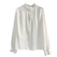 White fungus lace stand-up collar long-sleeved shirt for women 2025 spring French age-reducing temperament inner bottoming shirt top
