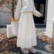 White fairy skirt lace skirt cake skirt autumn 2024 new temperament high waist A-line long skirt winter