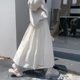 White fairy skirt lace skirt cake skirt autumn 2024 new temperament high waist A-line long skirt winter