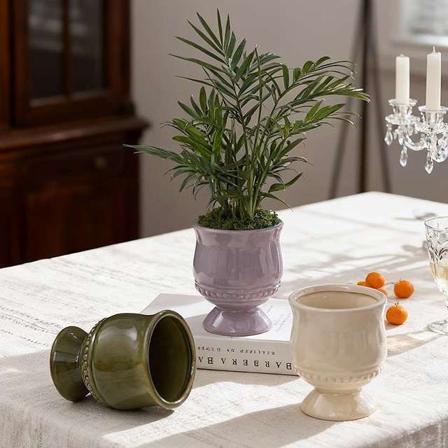 European -style Wenxin Lan Mengxiang Lan Di Orchid Ceramics Basin Green relief trophy