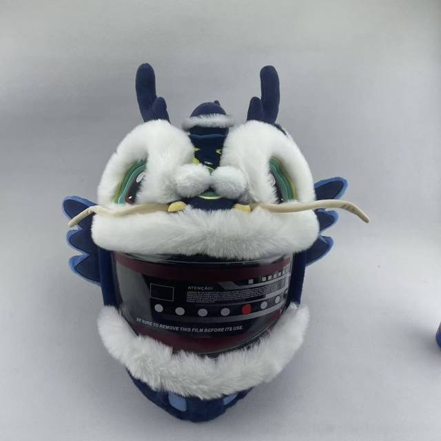 Awakening Lion Motorcycle Helmet Cover Year of the Dragon Limited Helmet Cover Faucet Warm Plush Cute Chinese New Year Helmet Cover