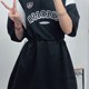 Polo neck summer new short-sleeved dress for women's college style two-wear T-shirt skirt can be slid and casual loose A-line skirt