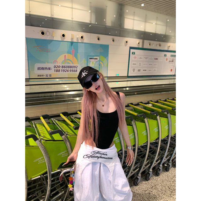 NECOYEP Spring and Summer European and American hot girls one-piece suspender vest sexy outside and inside sleeveless base top
