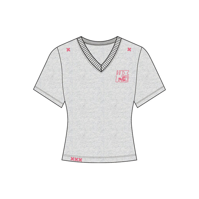 Wenwen is not good for summer new American bead embroidered versatile V-neck slim short T-shirt female hot girl simple top
