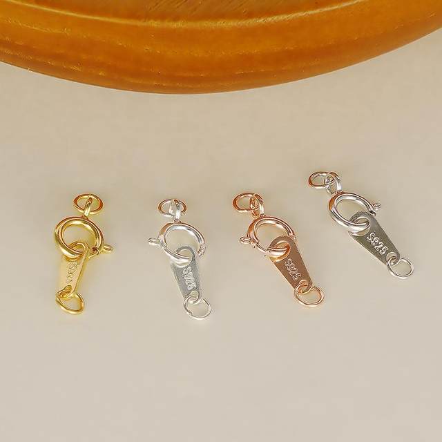 S925 sterling silver button DIY bracelet necklace buckle connection buckle strap print spring buckle head accessories beaded material bag