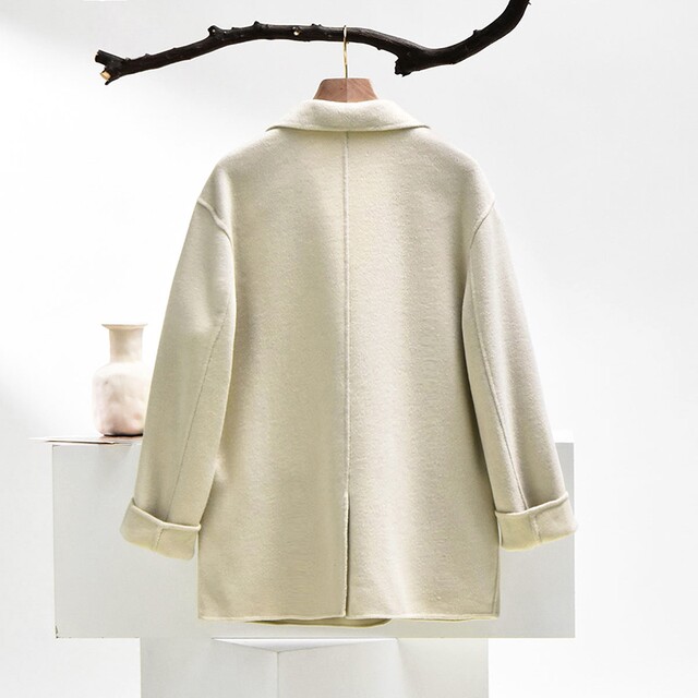 Outlets brand discount HZ winter new style containing wool double -sided nicomo coat medium long coat girl
