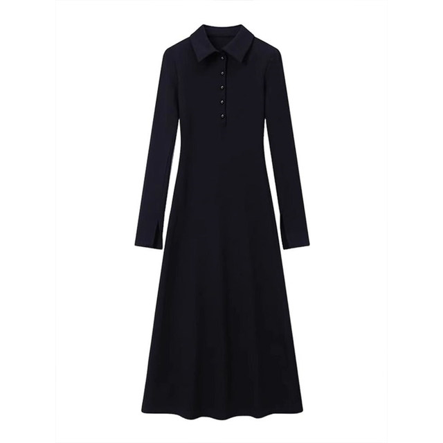 High-end small black long-sleeved dress for women 2025 new Korean dress with long skirt late autumn early winter