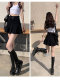 Black denim skirt for women summer American high waist A-line pleated small hip hot girl skirt fishtail skirt
