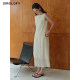 CIRCLOFY design sense one-length collar simple and fashionable texture pleated casual sleeveless flower bud dress