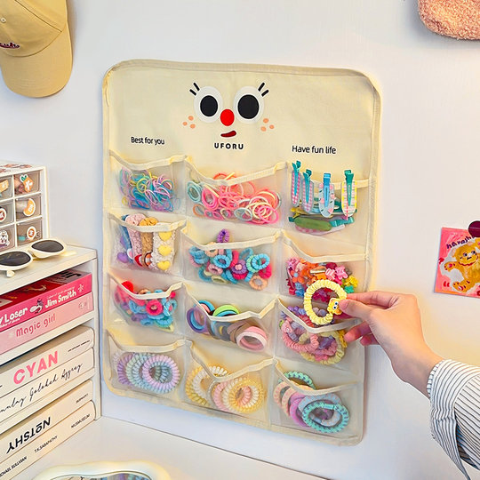 Children's hair accessories storage artifact hanging bag Velcro compartment baby headwear rubber band hair band hairpin hairpin jewelry box