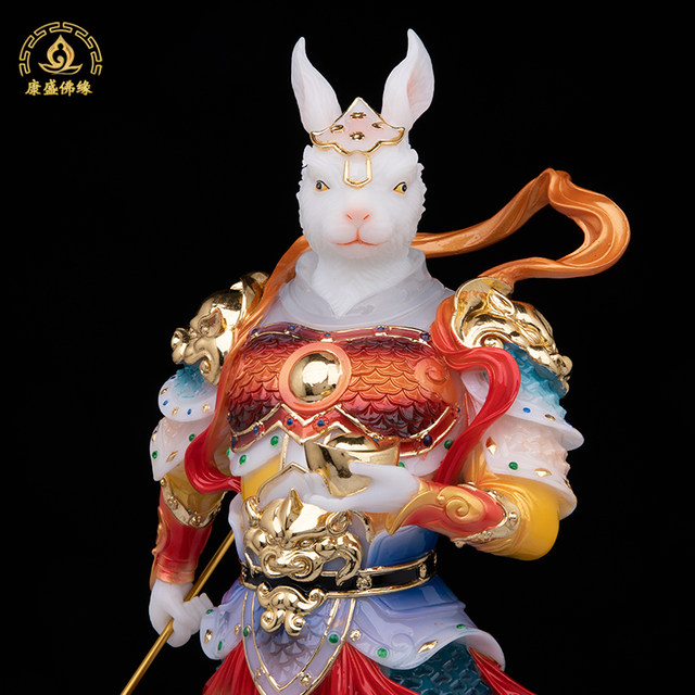 White Marble Rabbit General Statue Twelve Zodiac Rabbit Marshal Rabbit ...