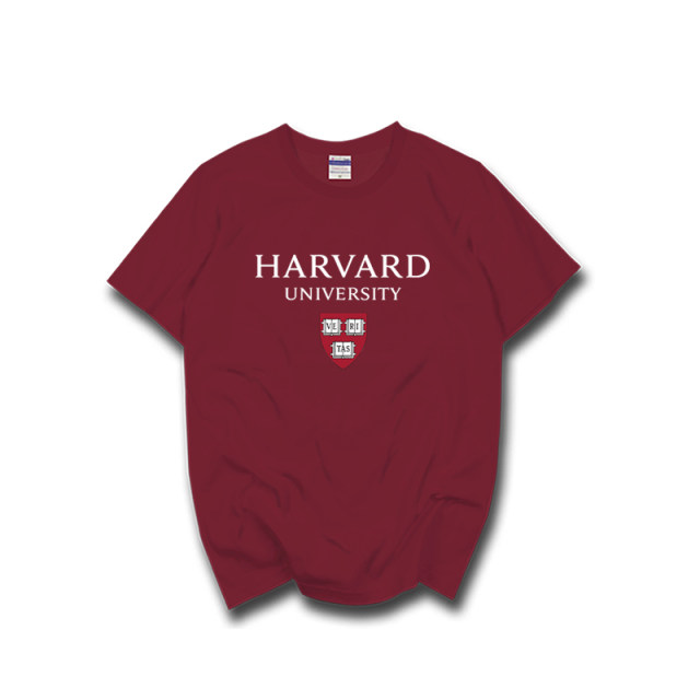 Harvard University Harvard University Short -sleeved T -shirt School uniforms in summer round collar cotton couple cultural shirts