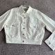 European single new spring style for girls, fashionable white linen, shoulder-loose short style, work jacket
