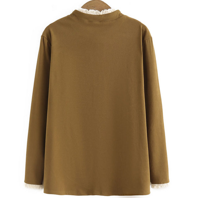 Large -size women's fat MM double -sided moral velvet lace collar bottom shirt, foreign qi, loose, covered with velvet winter
