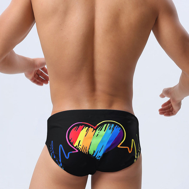 UXH men's fashionable rainbow elements triangle sexy swimming trunks simple sexy bikini swimsuit beach close-fitting
