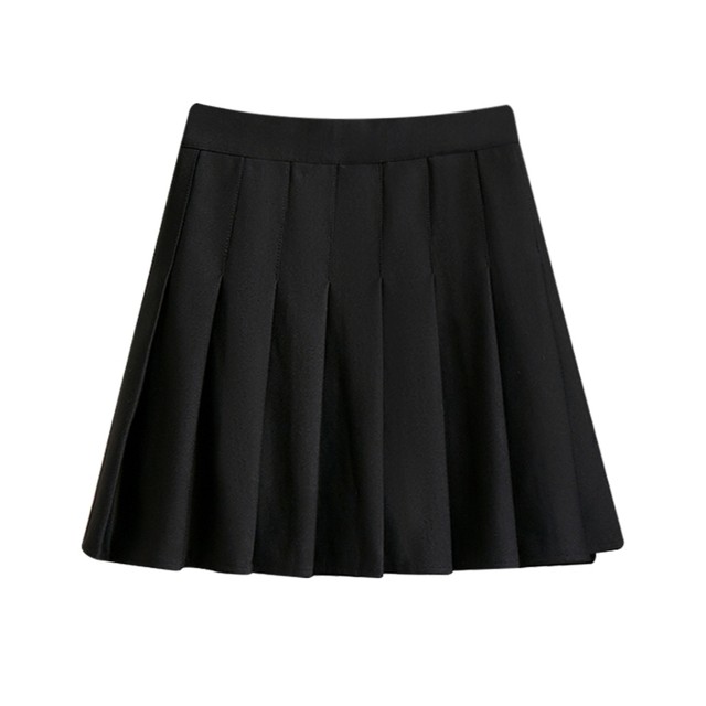 Pleated skirt female A -shaped skirt new black loose waist, large size high waist, high waist, thin small short skirt jk
