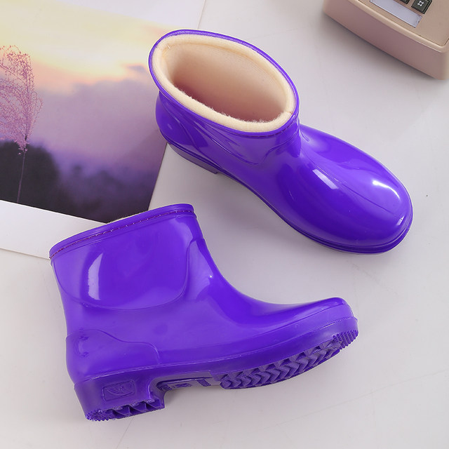 Korean style water boots, rain boots, rubber shoes, overshoes, short-tube work padded thick-soled casual lightweight waterproof shoes for women to wear outside