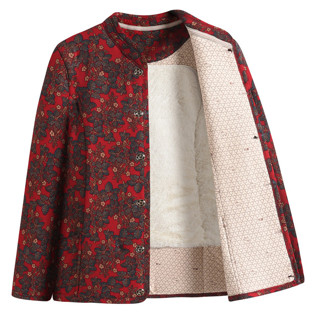 Hengyuanxiang Group Color Sheep Cotton Clothes Middle-aged and Elderly Women Camel Velvet Plus Fleece Thickened Cotton Jacket Loose Mother's Warm Cotton Clothes