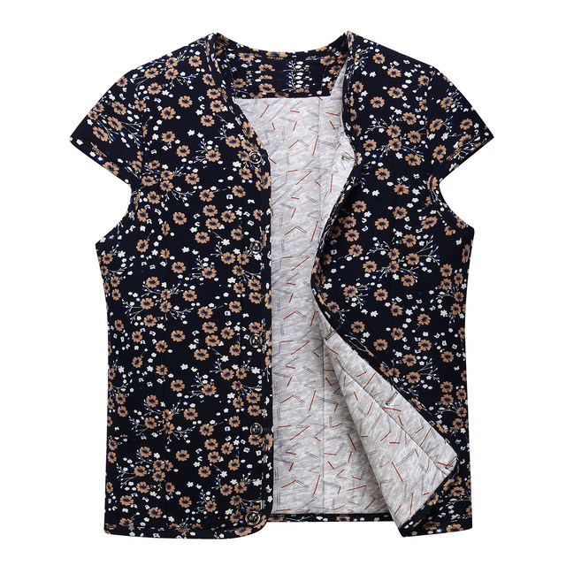 Hengyuanxiang Group Caiyang middle-aged and elderly women's cotton vest plus velvet thickened vest shoulder pads camel velvet waistcoat grandma vest