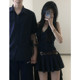 Niche design couple outfit summer 2025 Korean short-sleeved T-shirt women's dress French dress one dress one dress ins trendy
