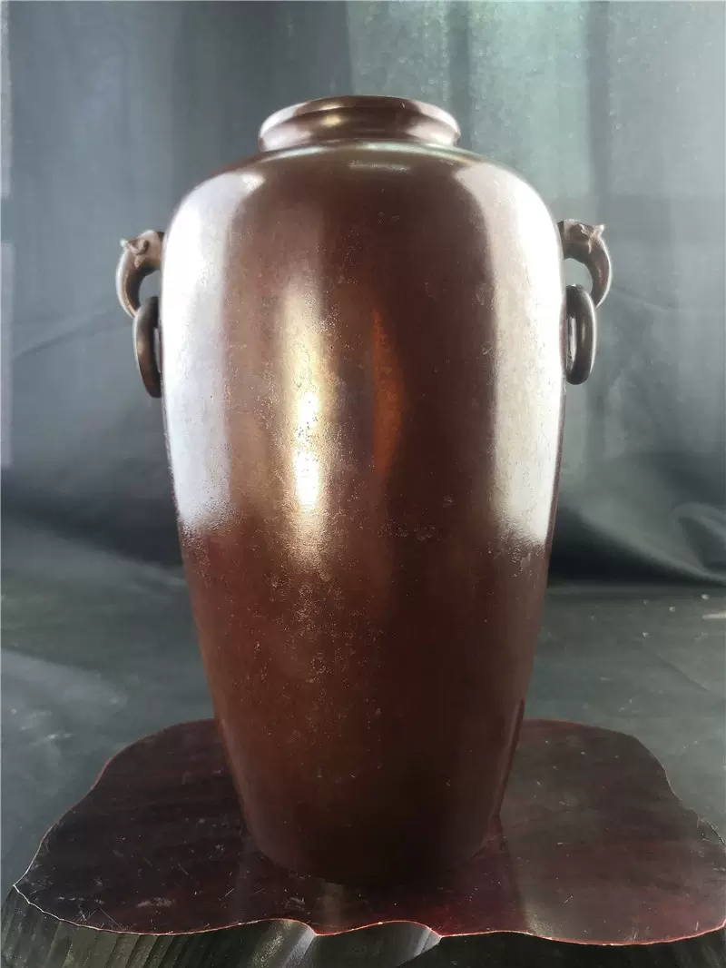 割引半額 時代金工 古銅斑紫銅 古銅花瓶 D R4334 laverite.mg