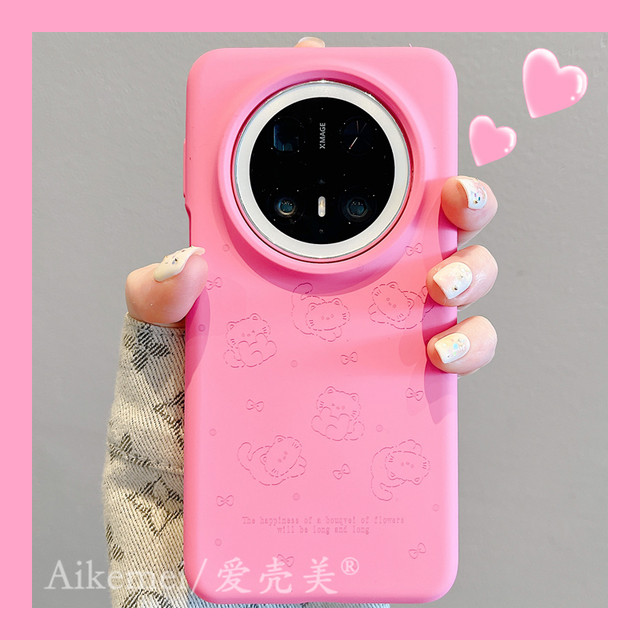Suitable for Huawei mate70pro+mobile phone case Mate60pro soft cute cartoon bow cat MT40pro liquid silicone mate50pro solid color pura70pro anti-fall women's style