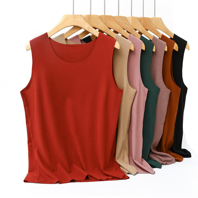 German Velvet Vest Women's Autumn and Winter Large Size Loose Round Neck Sleeveless T-Shirt with Velvet Thickened Frayed Hair Thermal Bottoming Shirt Inside