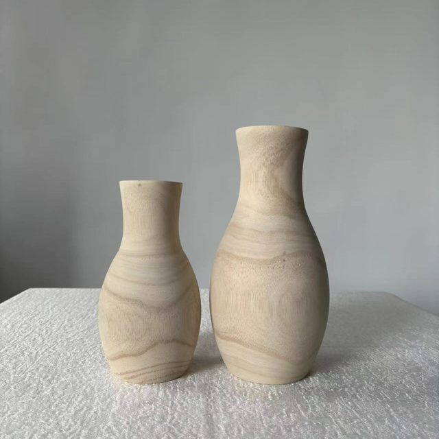 
Xileka Home and Gardening Dining Table Solid Wood Flower Arrangement Vase Ornaments Long and Short Vase Combination Home Decorative Small Ornaments