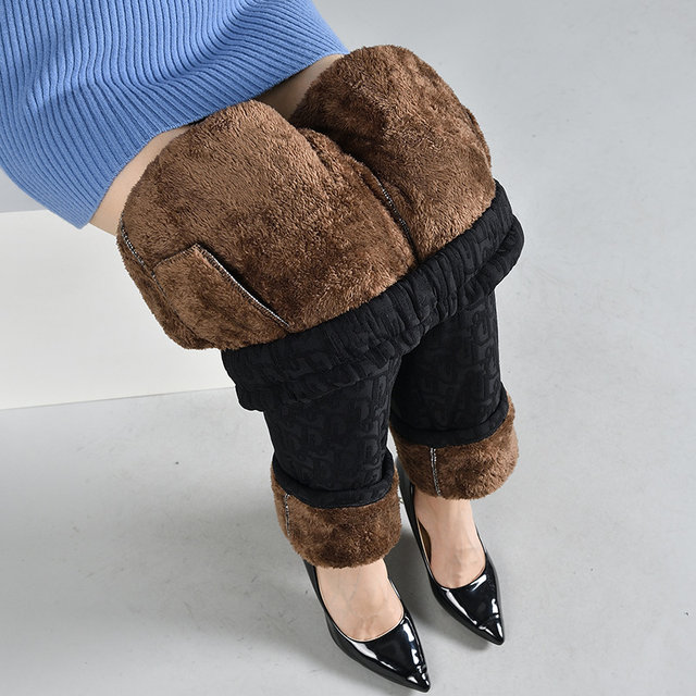 Senior Pants for Women Winter Cotton Pants Thickened Warm Middle-aged and Elderly Mom Pants Plus Fleece Pants Outside Loose Large Size Grandma Pants
