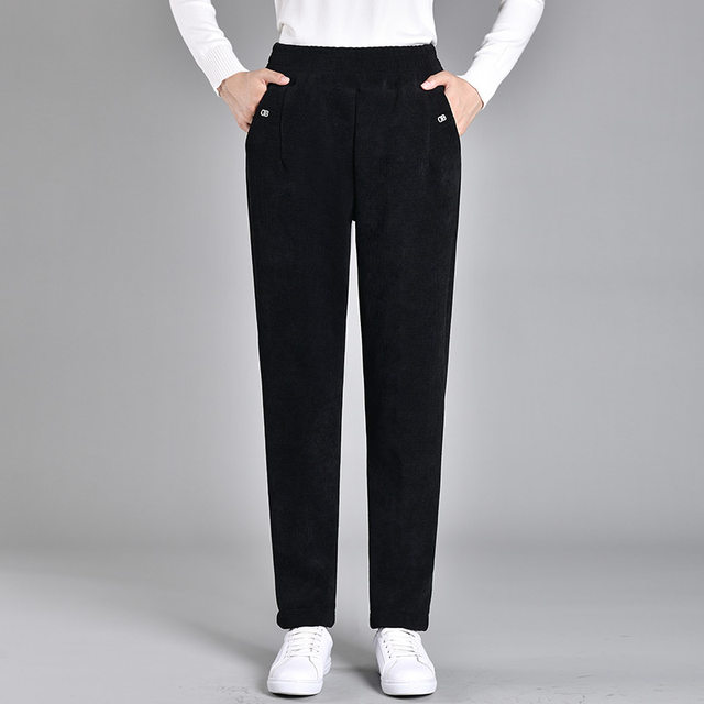 Mom light core pants with pants wearing warm pants, middle -aged and elderly women's pants casual pants autumn and winter loose old man pants
