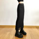 KLIOU Hong Kong style retro black mesh stitching high waist skirt women's slim slim straight hip-covering long skirt summer
