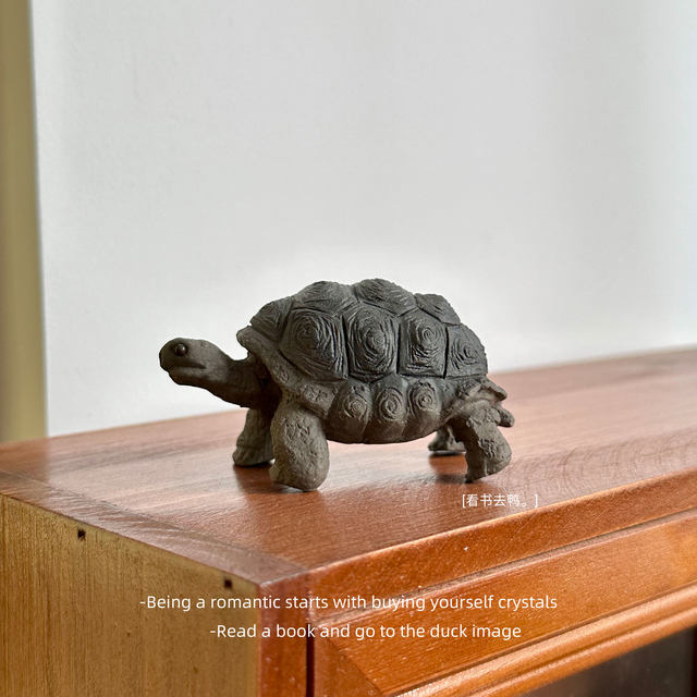 Bored, raise a small turtle that only prolongs life, a handmade ornament gift for turtle raw ornament purple clay tea pet