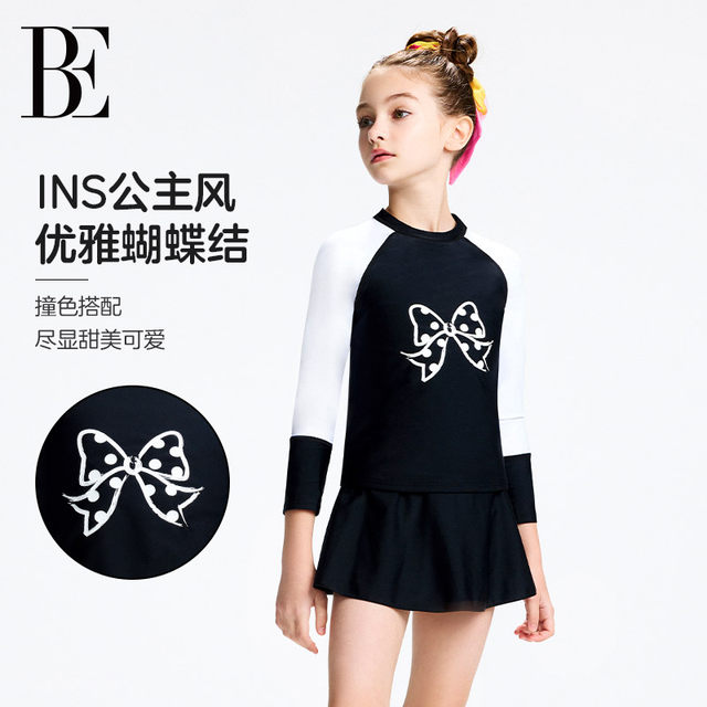 BE van De'an Joint 2025 Children's Split Swimming Dress Style Girls Middle-aged Children Fashion Long Sleeve Swimming Teenagers
