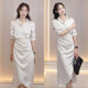 Dresses, women's shirts, professional temperament, high-end long-sleeved slim long skirt, irregular waist-hugging skirt, over-knee skirt