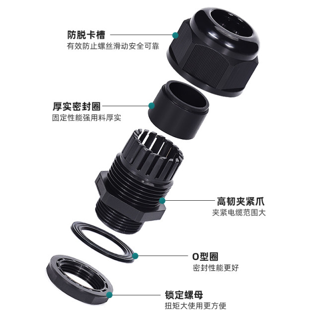 PA nylon plastic cable waterproof joint wire connector gland head seal fixed head PG/M type gland head
