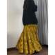 Reading garment technique gold printed skirt Chinese style old money style velvet skirt irregular gold velvet fishtail skirt