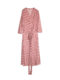 Real silk V -neck dress female summer new lace seven -point sleeve large size mulberry silk knitting middle long skirt
