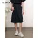 HONRN/Red Casual Black Double Pocket Belt A-line Skirt Skirt Women's Spring and Autumn Medium-length HI11OQ252
