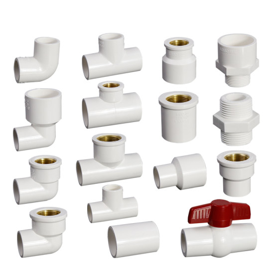 Connected PVC water supply pipe joint accessories with diameter 4 minutes to 6 minutes 1 inch elbow three-way straight through inner wire pipe joint valve