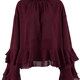 European and American shirts for women long sleeves loose layered ruffle brown 2025 summer casual temperament women's top vacation