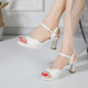 Sandals 2025 New Women's Versatile Summer Comfortable High Heels Women's Thick Heels One-Word Buckle Medium Heels Korean Style Fish Mouth Shoes