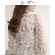 Sincethen French floral skirt long-sleeved dress spring short skirt small vacation outfit women's spring