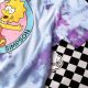 Export baby blue -purple cartoon tie dyeing color street swag sweetheart y2k hot girl cute soft cute short -sleeved T -shirt
