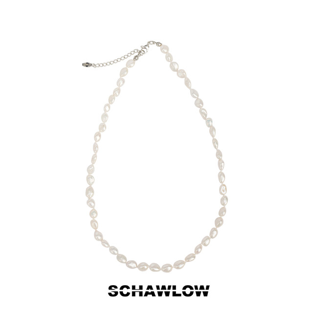 SCHAWLOW Irregular Pearl Necklace, Internet celebrity trendy style ins style niche design high-end long chain