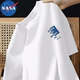 NASA joint brand 100% pure cotton white cartoon loose 2025 summer new solid color short-sleeved T-shirt for men and women
