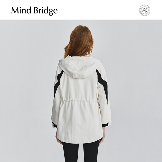 MB MindBridge2024 New Hooded Jacket Women's Urban Outdoor Jacket Autumn Contrast Color Sports Top