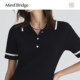 Mind Bridge Summer Elegant Short Sleeve Contrast Skirt Women's Slim Knitted Short Skirt Polo Collar Dress