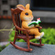 Cute office desktop rabbits reading rocking chair ornaments garden balcony courtyard landscaping potted decoration gift
